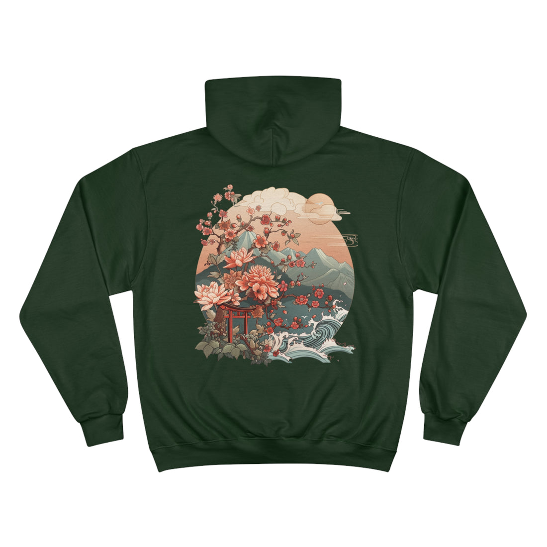 Journey Through Japanese Artistry: The Torii Gate Mountain Wave Eco Hoodie