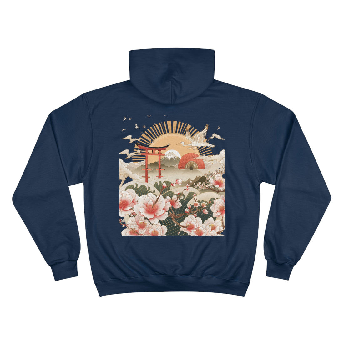 Dawn of Japanese Artistry: The Sunrise Torii Gate Champion Eco Hoodie