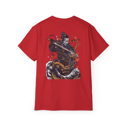 Japanese Samurai Wave T-Shirt | Ocean Warrior Katana Art Graphic Tee