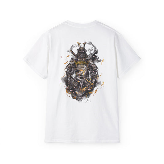 Japanese Samurai Dragon Armor T-Shirt | Traditional Warrior Gold Art Graphic Tee