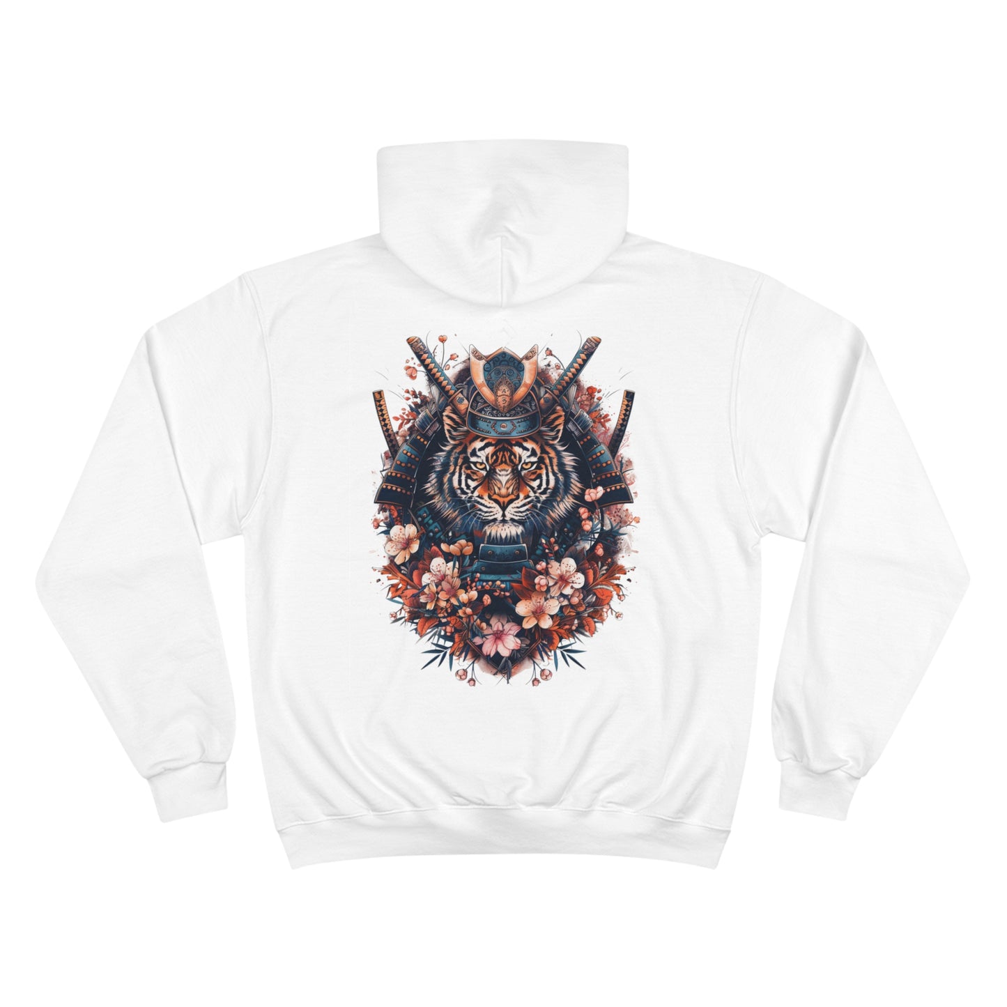 Samurai Tiger Hoodie - Japanese Cherry Blossom Champion Sweatshirt