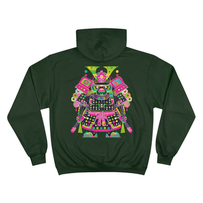 Electric Samurai Champion Eco Hoodie - Neon Pop Art Japanese Warrior Sustainable Streetwear