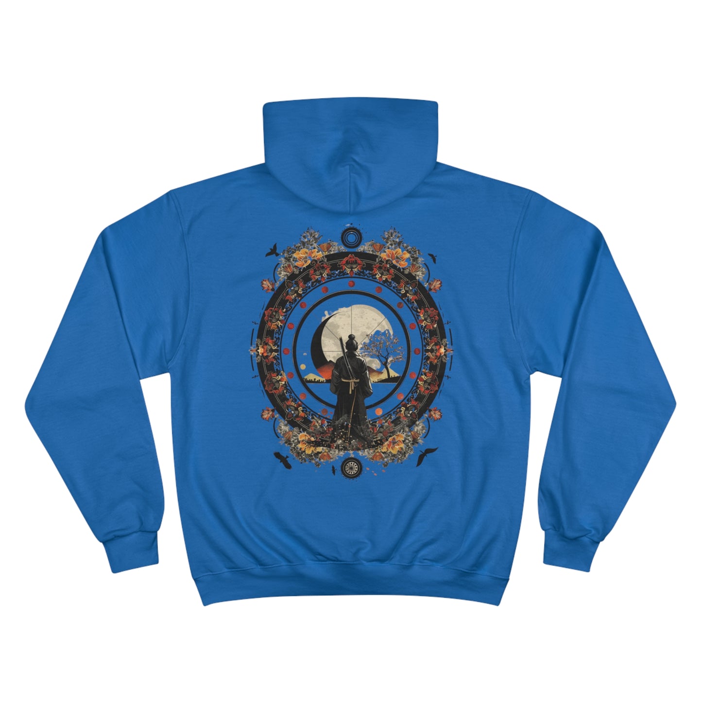 Lone Samurai Moon Hoodie - Japanese Warrior Art Champion Sweatshirt