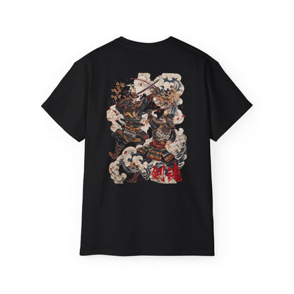 Japanese Samurai Duel T-Shirt | Traditional Warrior Battle Art Graphic Tee