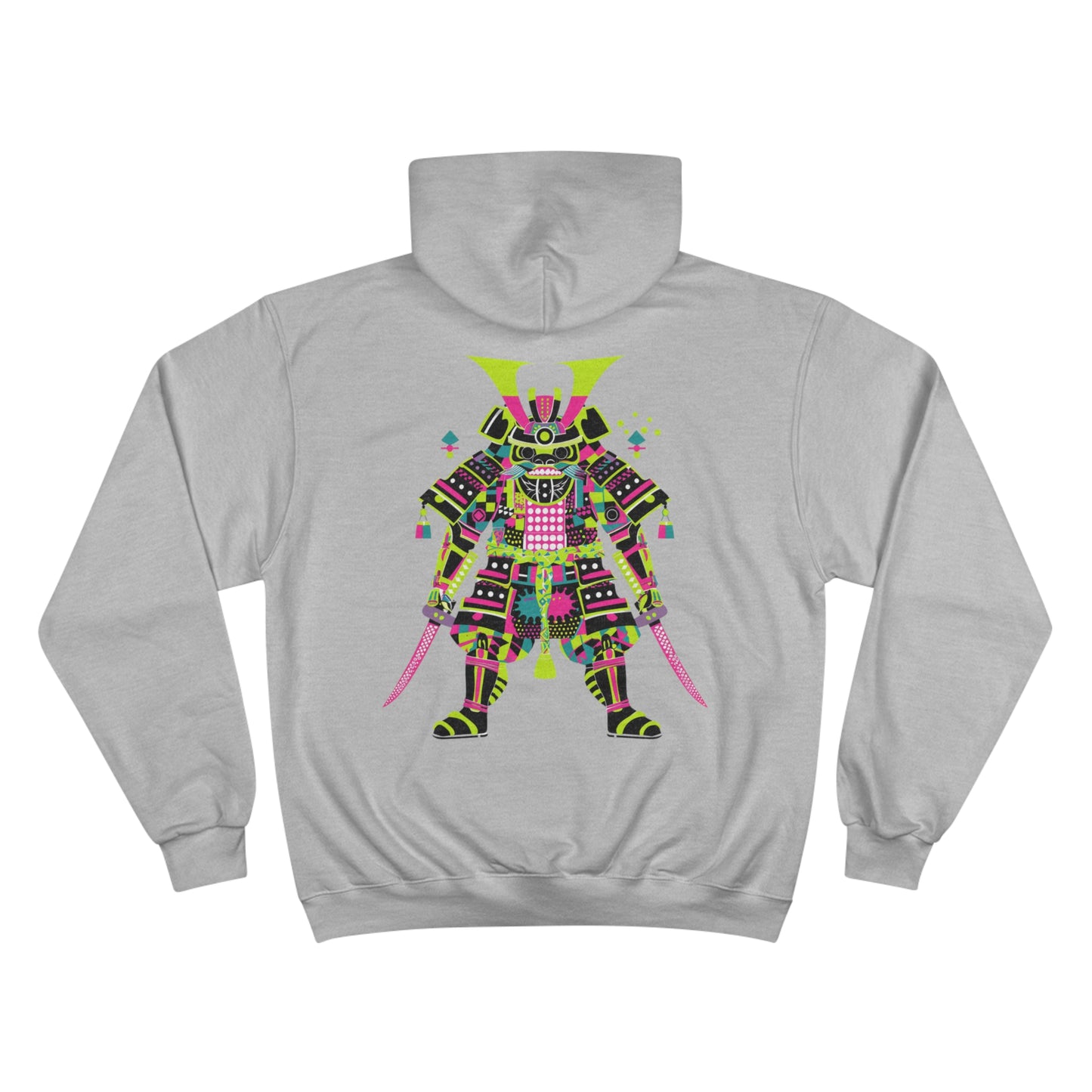 Neon Ninja Champion Eco Hoodie - Cyberpunk Samurai Geometric Art Sustainable Streetwear