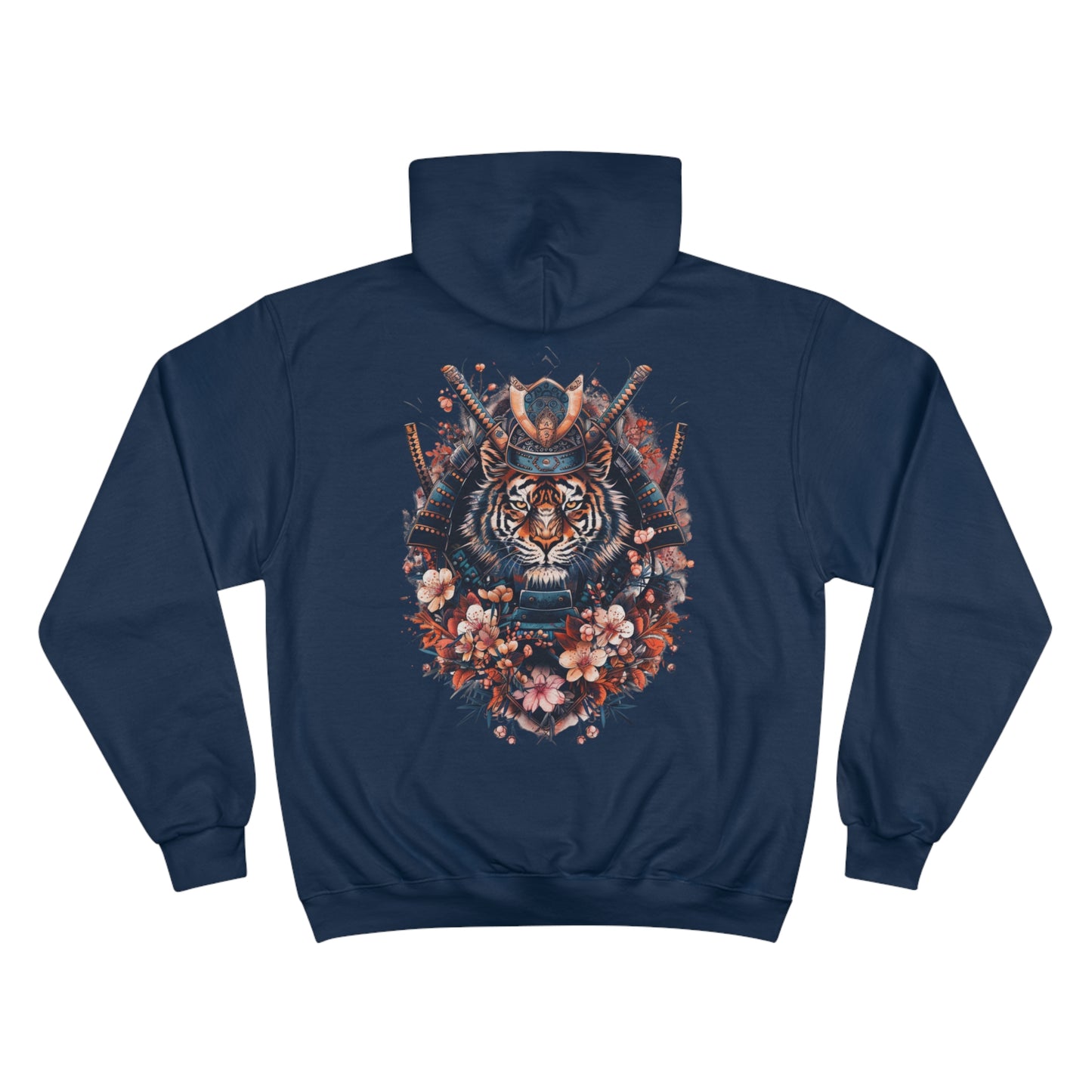 Samurai Tiger Hoodie - Japanese Cherry Blossom Champion Sweatshirt