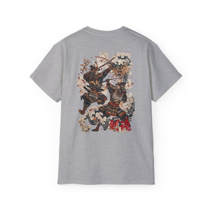 Japanese Samurai Duel T-Shirt | Traditional Warrior Battle Art Graphic Tee