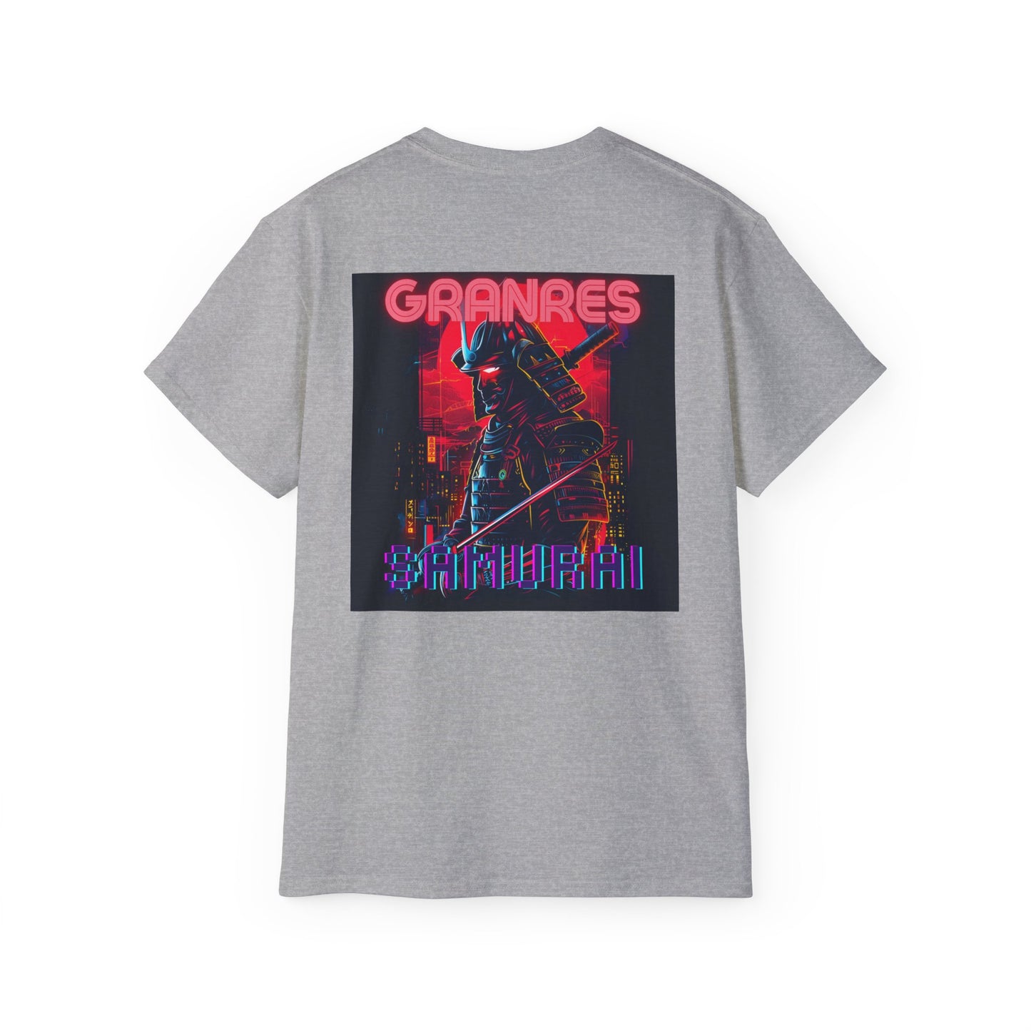 GRANRES Cyberpunk Samurai Neon T-Shirt – Futuristic Samurai Design