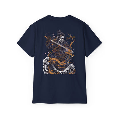 Japanese Samurai Wave T-Shirt | Ocean Warrior Katana Art Graphic Tee