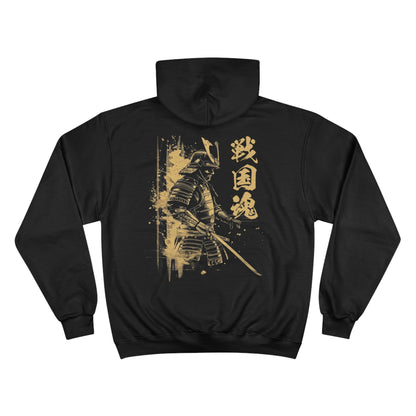 Samurai Warrior Champion Eco Hoodie - Japanese Calligraphy Gold Art Sweatshirt