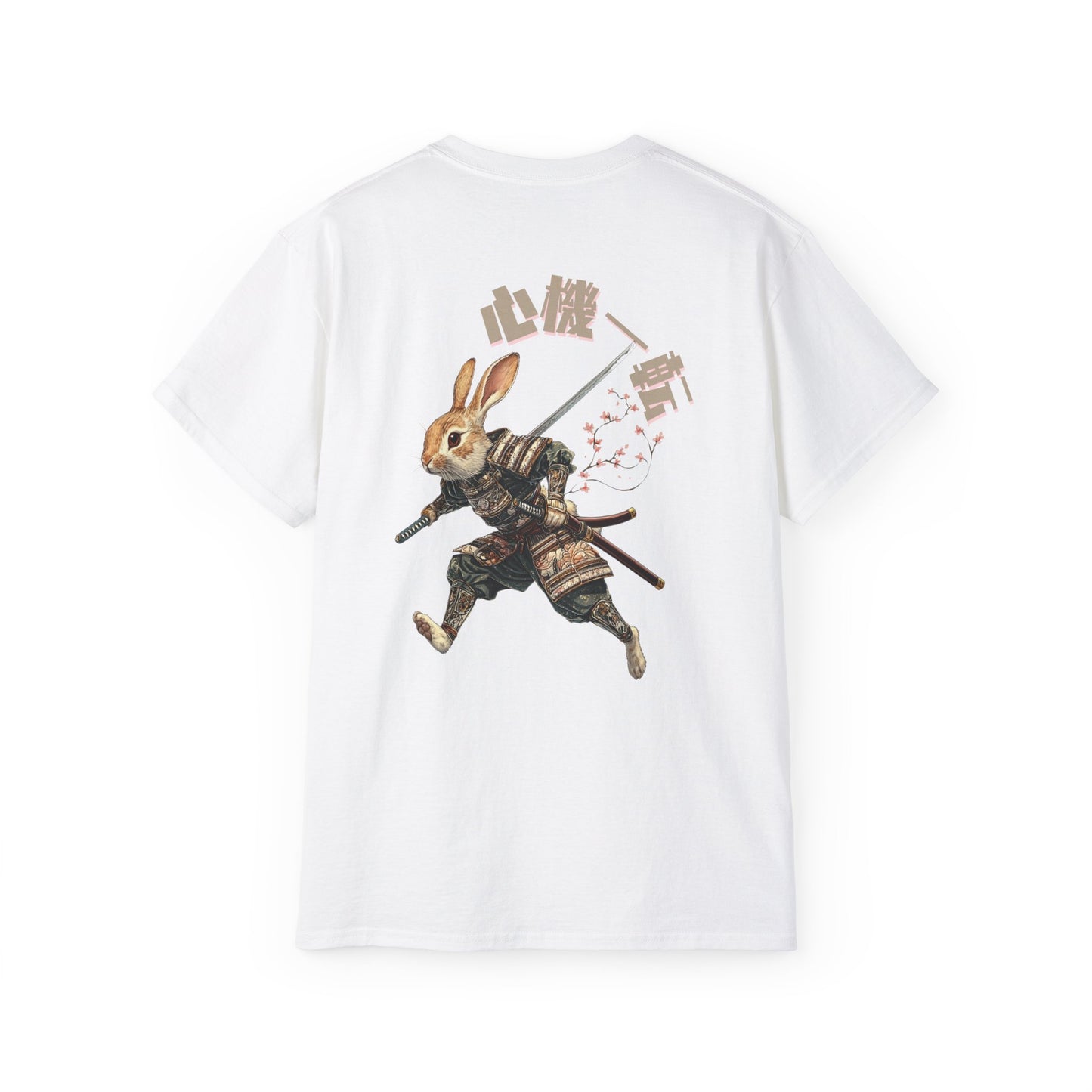 Samurai Rabbit Warrior T-Shirt: 心機一転 (Shinki Itten) - Japanese Kanji Anime Art Tee