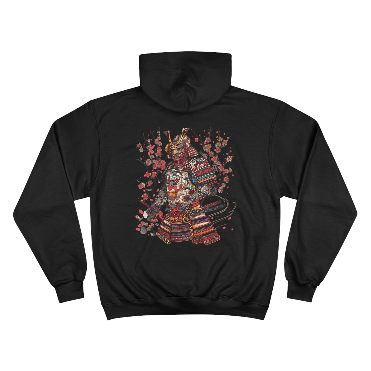 Japanese Samurai Warrior Cherry Blossom Hoodie - Traditional Armor Art Champion Eco Sweatshirt