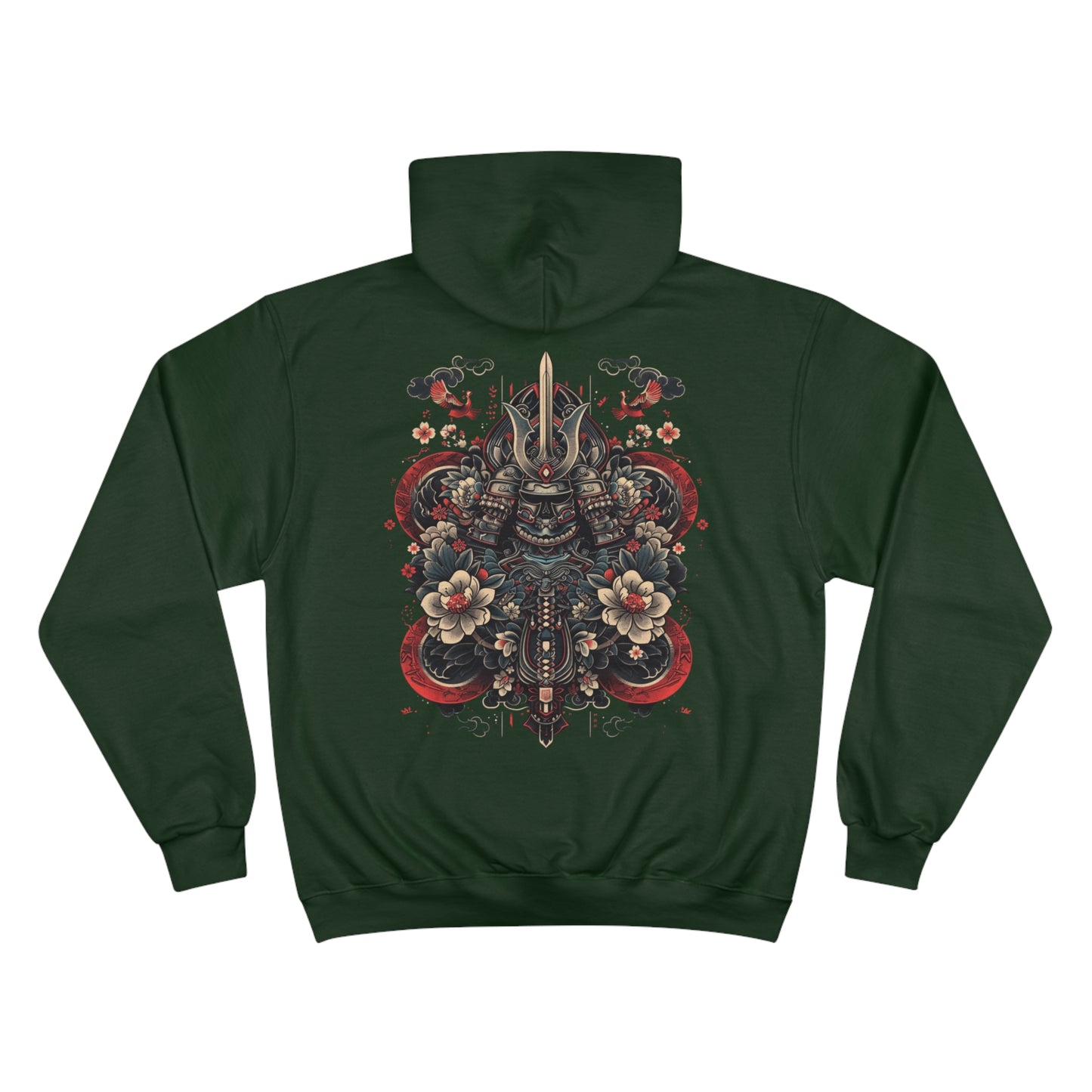 Traditional Japanese Samurai Tattoo Hoodie - Warrior Art Champion Sweatshirt