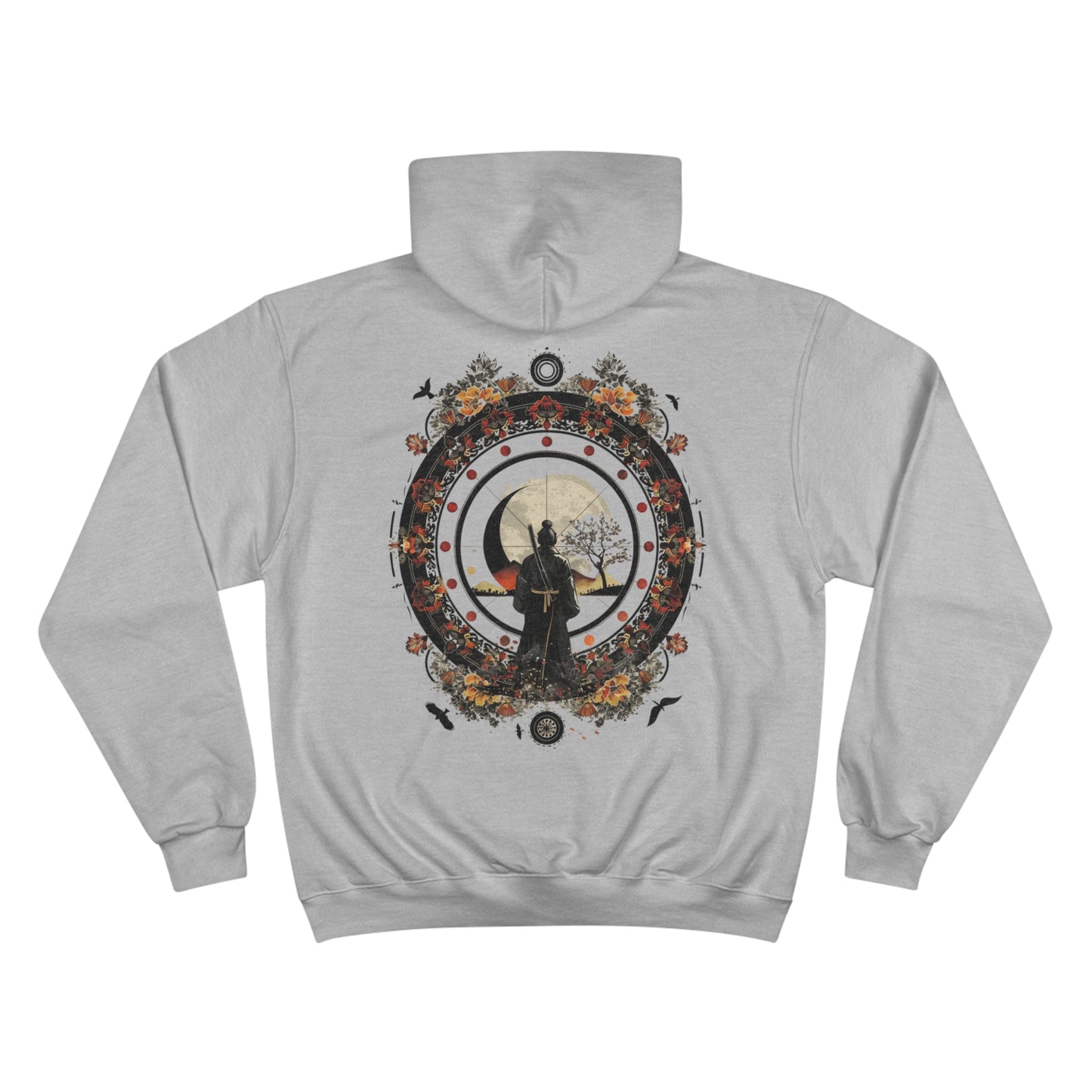 Lone Samurai Moon Hoodie - Japanese Warrior Art Champion Sweatshirt