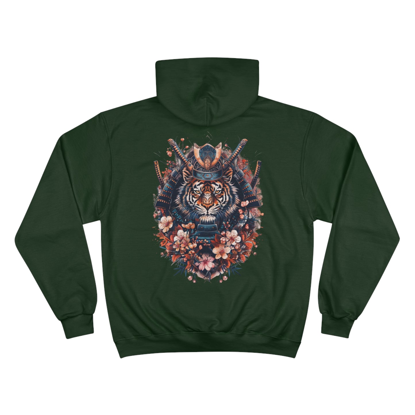 Samurai Tiger Hoodie - Japanese Cherry Blossom Champion Sweatshirt