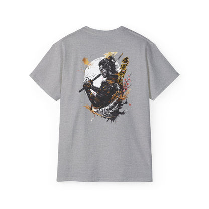 Japanese Samurai Warrior T-Shirt | Black Gold Wave Art Graphic Tee