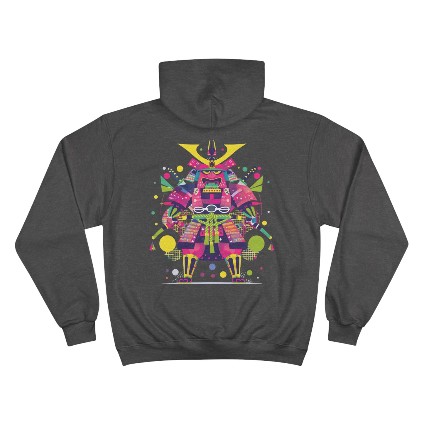 Neon Samurai Warrior Champion Eco Hoodie - Pop Art Japanese Armor Sustainable Streetwear