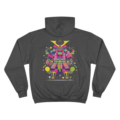 Neon Samurai Warrior Champion Eco Hoodie - Pop Art Japanese Armor Sustainable Streetwear