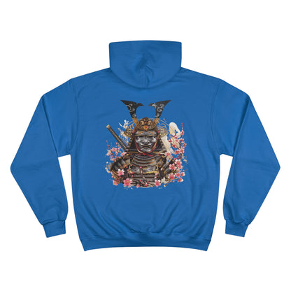 Demon Samurai Mask Champion Eco Hoodie - Japanese Oni Warrior Cherry Blossom Art Sweatshirt