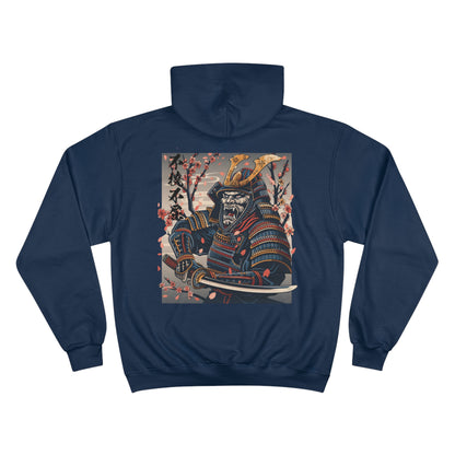 Fierce Samurai Warrior Champion Eco Hoodie - Japanese Battle Mask Cherry Blossom Art Sweatshirt