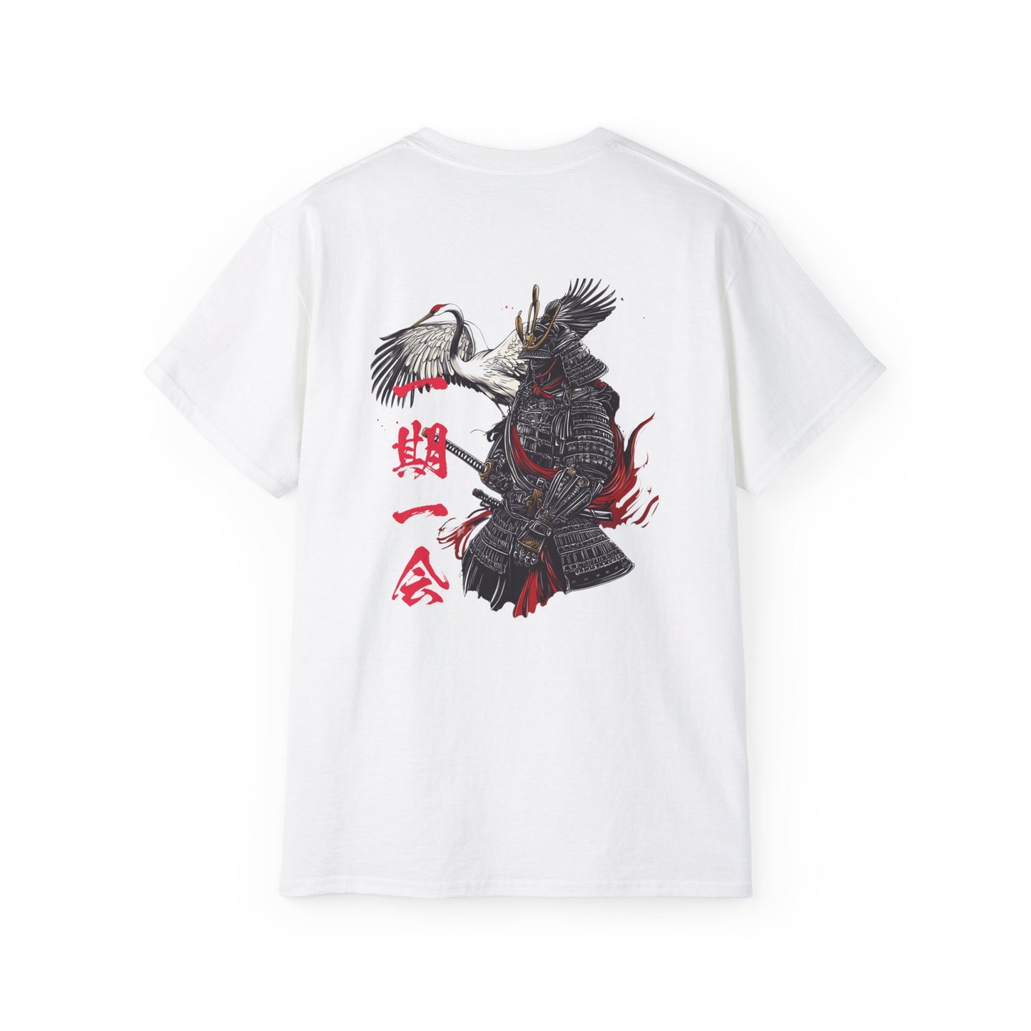 Ichigo Ichie (一期一会) Japanese Samurai T-Shirt - Crane Warrior Design with Traditional Kanji Art