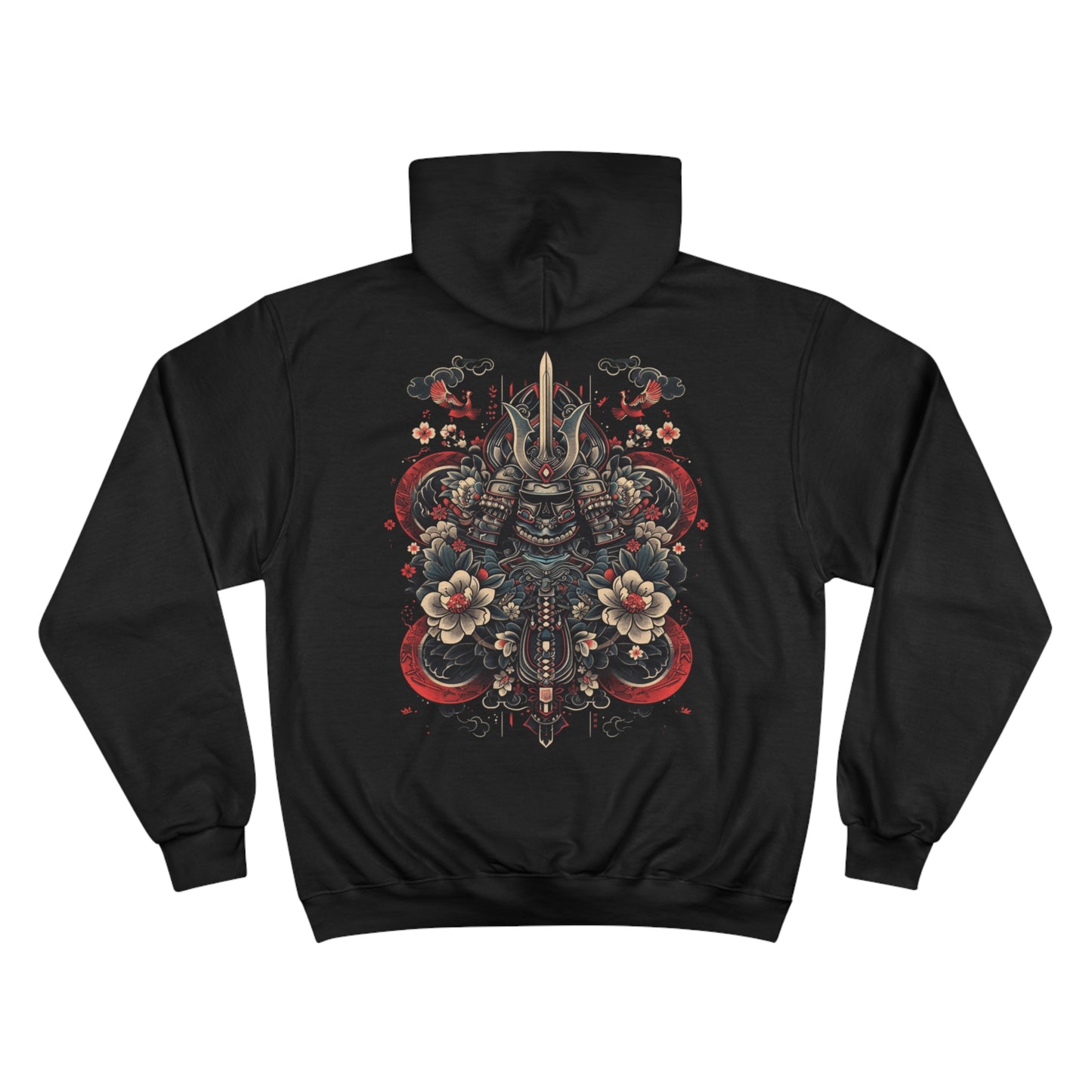 Traditional Japanese Samurai Tattoo Hoodie - Warrior Art Champion Sweatshirt