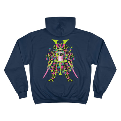 Neon Ninja Champion Eco Hoodie - Cyberpunk Samurai Geometric Art Sustainable Streetwear