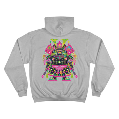 Electric Samurai Champion Eco Hoodie - Neon Pop Art Japanese Warrior Sustainable Streetwear