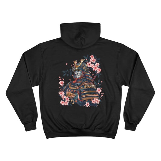 Noble Samurai Portrait Champion Eco Hoodie - Japanese Warrior Cherry Blossom Art Streetwear