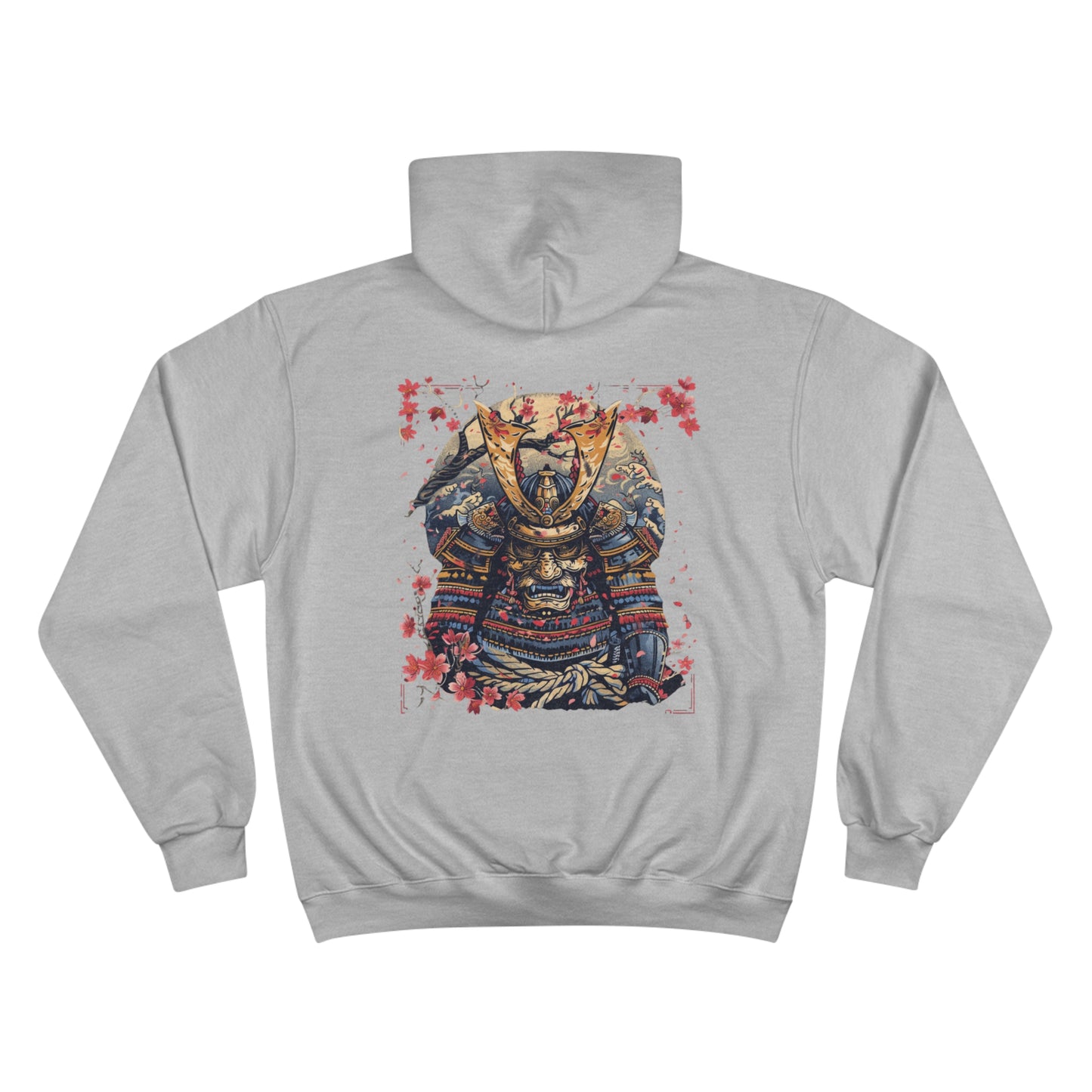 Japanese Oni Samurai Armor Cherry Blossom Hoodie - Demon Warrior Champion Eco Sweatshirt