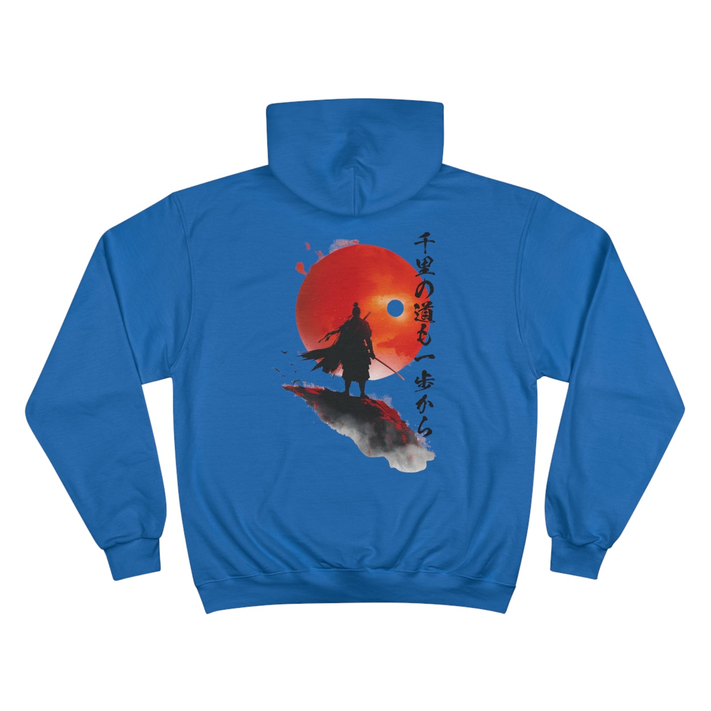 Rising Sun Samurai Hoodie - Japanese Warrior Silhouette Champion Sweatshirt