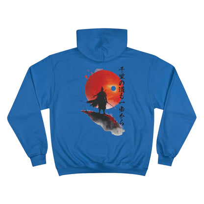 Rising Sun Samurai Hoodie - Japanese Warrior Silhouette Champion Sweatshirt