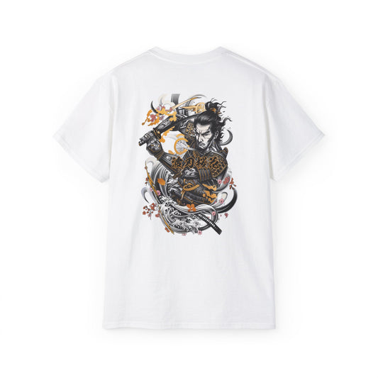 Japanese Samurai Waves T-Shirt | Katana Warrior Cherry Blossom Art Graphic Tee