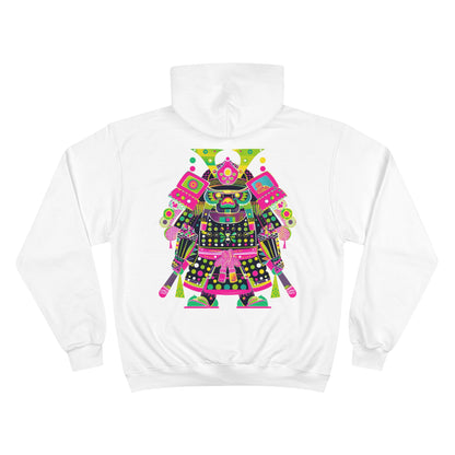 Electric Samurai Champion Eco Hoodie - Neon Pop Art Japanese Warrior Sustainable Streetwear