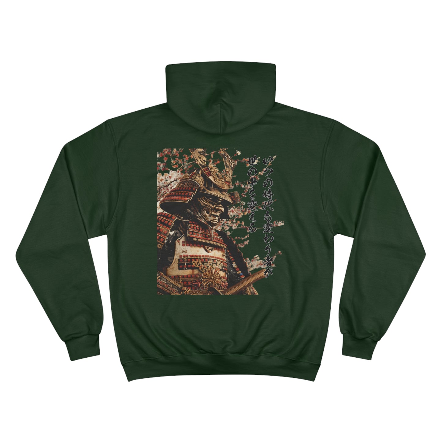 Golden Samurai Armor Champion Eco Hoodie - Luxury Japanese Warrior Calligraphy Art Sweatshirt