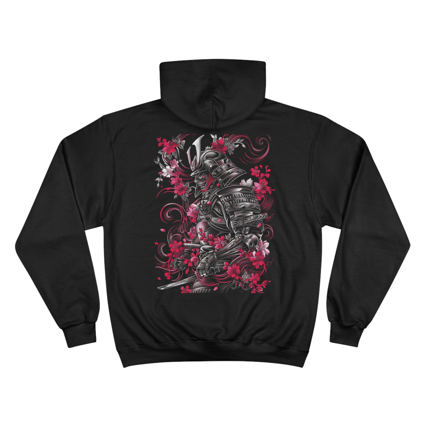 Samurai Warrior Cherry Blossom Hoodie | Japanese Armor Art Champion Eco Sweatshirt