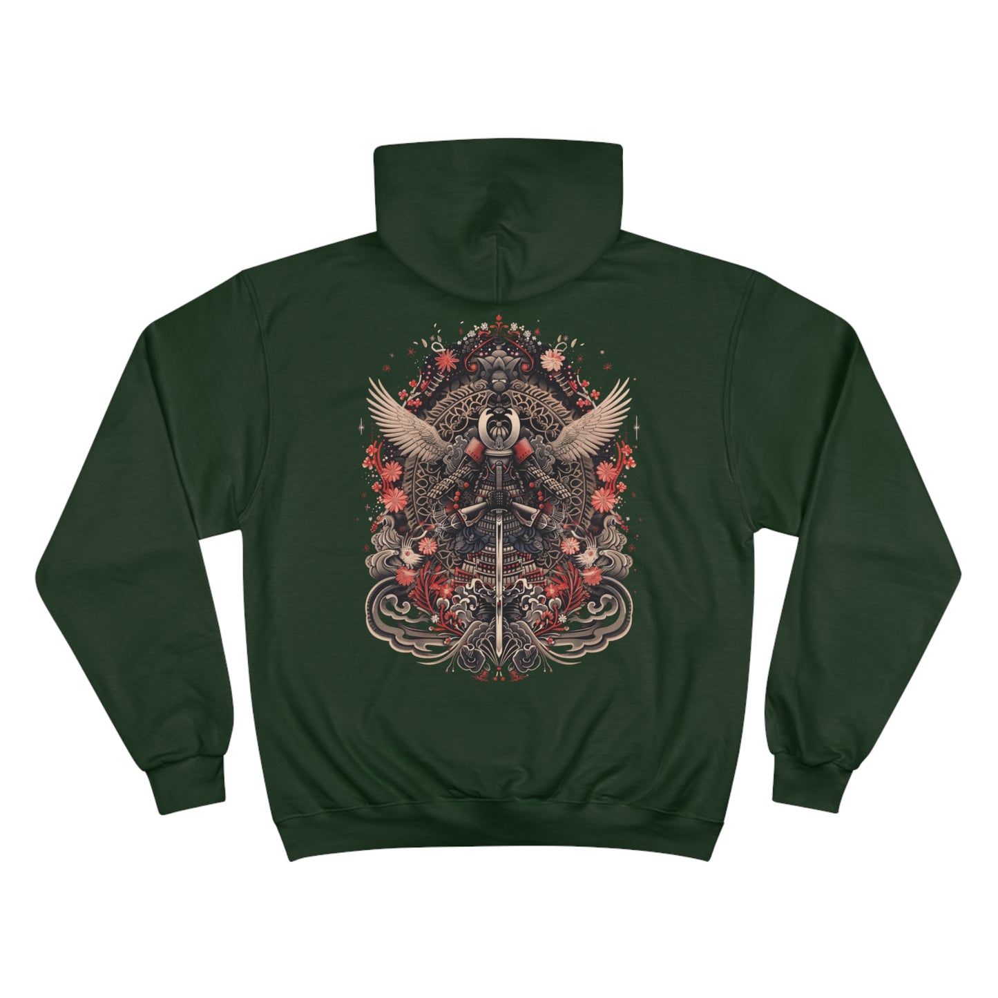 Winged Samurai Armor Hoodie - Japanese Mandala Art Champion Sweatshirt