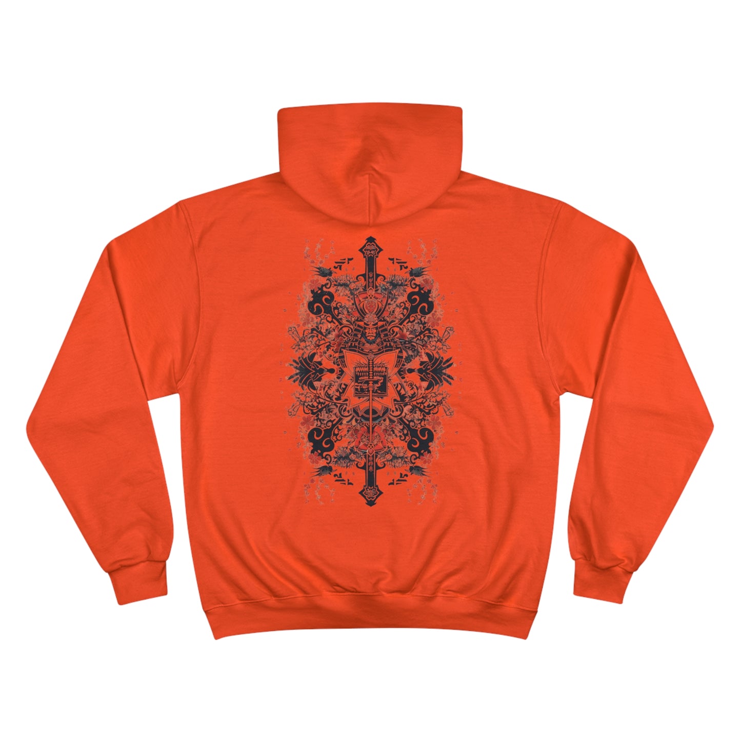 Cross Katana Samurai Hoodie - Japanese Red Blossom Champion Sweatshirt