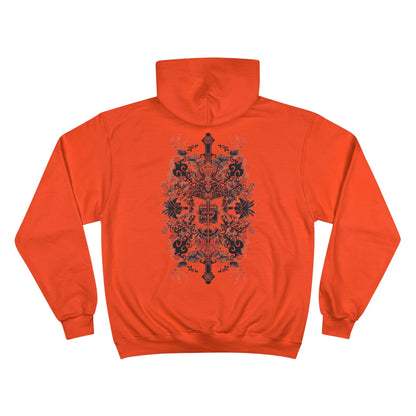 Cross Katana Samurai Hoodie - Japanese Red Blossom Champion Sweatshirt