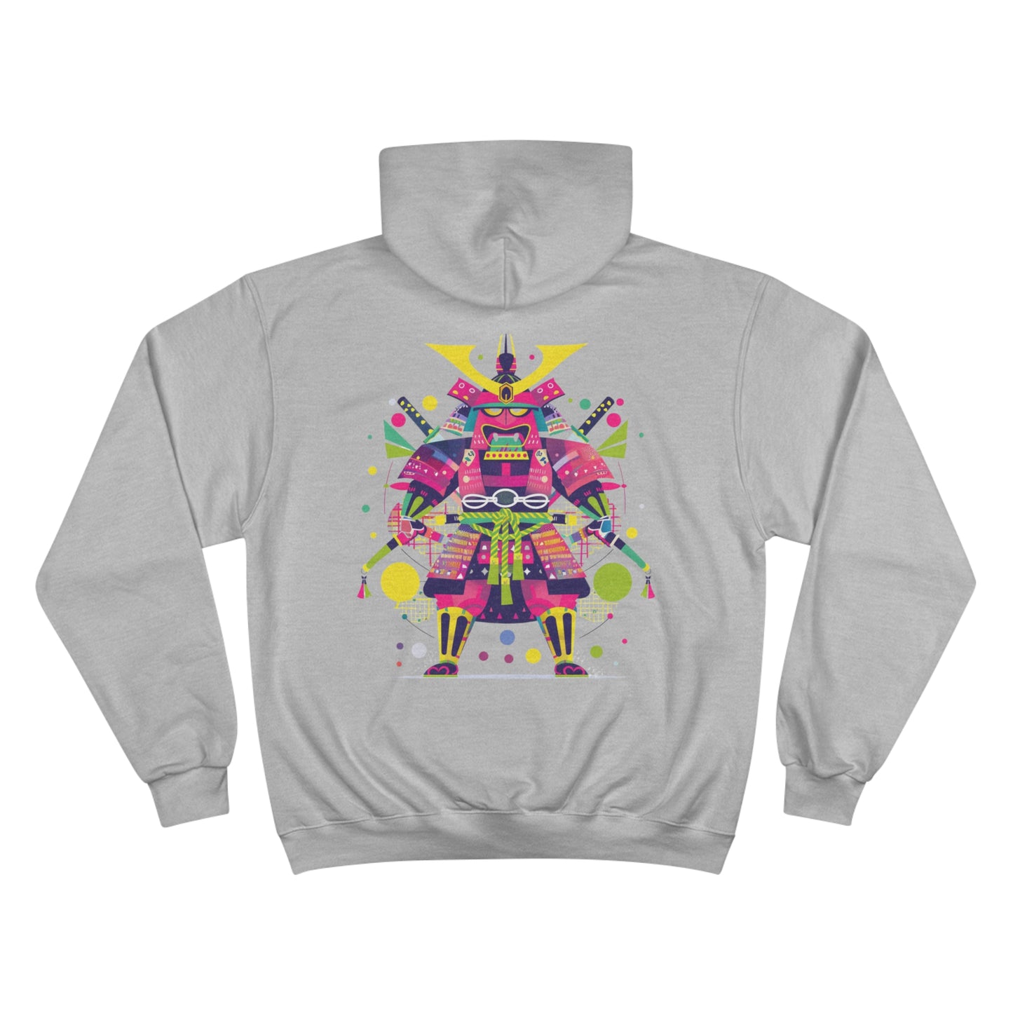 Neon Samurai Warrior Champion Eco Hoodie - Pop Art Japanese Armor Sustainable Streetwear