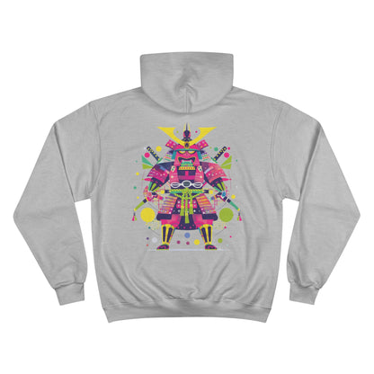 Neon Samurai Warrior Champion Eco Hoodie - Pop Art Japanese Armor Sustainable Streetwear