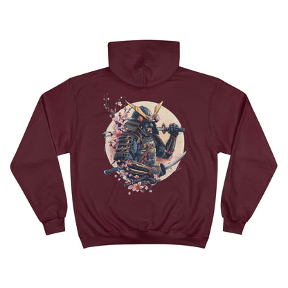 Dual Blade Samurai Champion Eco Hoodie - Japanese Warrior Cherry Blossom Moon Art Sweatshirt