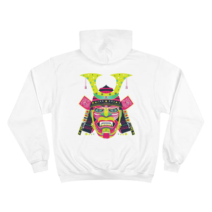 Neon Oni Mask Champion Eco Hoodie - Japanese Demon Pop Art Sustainable Streetwear