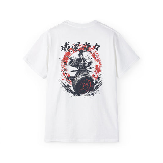 Ifuu Doudou (威風堂々) Japanese Samurai T-Shirt - Taiko Drum Warrior Design with Traditional Kanji Art