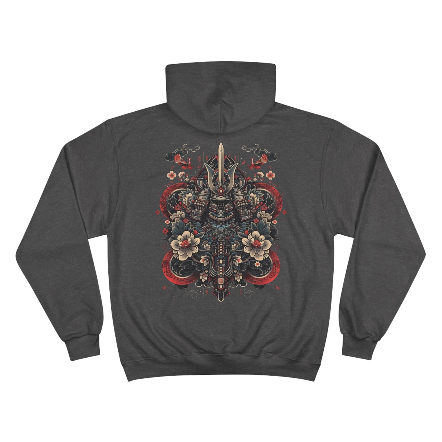 Traditional Japanese Samurai Tattoo Hoodie - Warrior Art Champion Sweatshirt