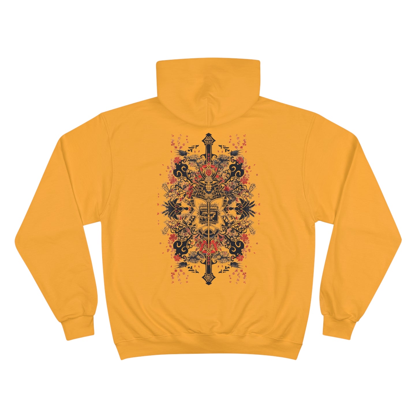 Cross Katana Samurai Hoodie - Japanese Red Blossom Champion Sweatshirt