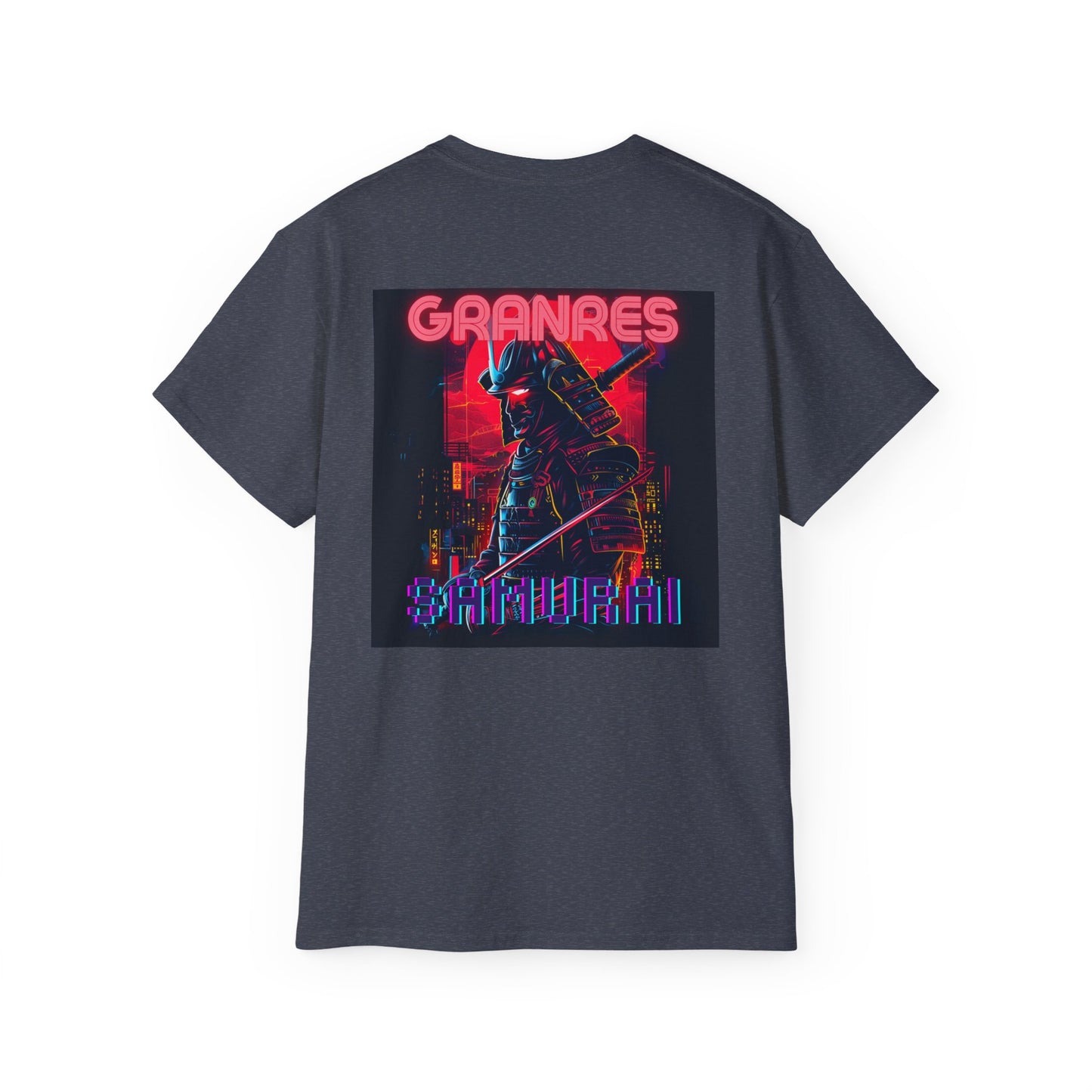 GRANRES Cyberpunk Samurai Neon T-Shirt – Futuristic Samurai Design