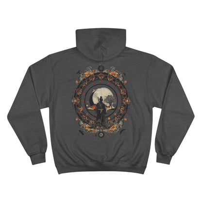 Lone Samurai Moon Hoodie - Japanese Warrior Art Champion Sweatshirt