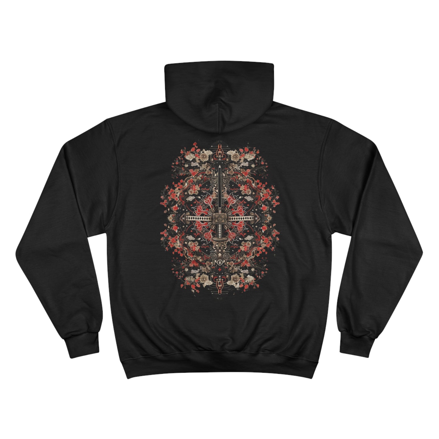 Sacred Katana Mandala Hoodie - Japanese Floral Champion Sweatshirt