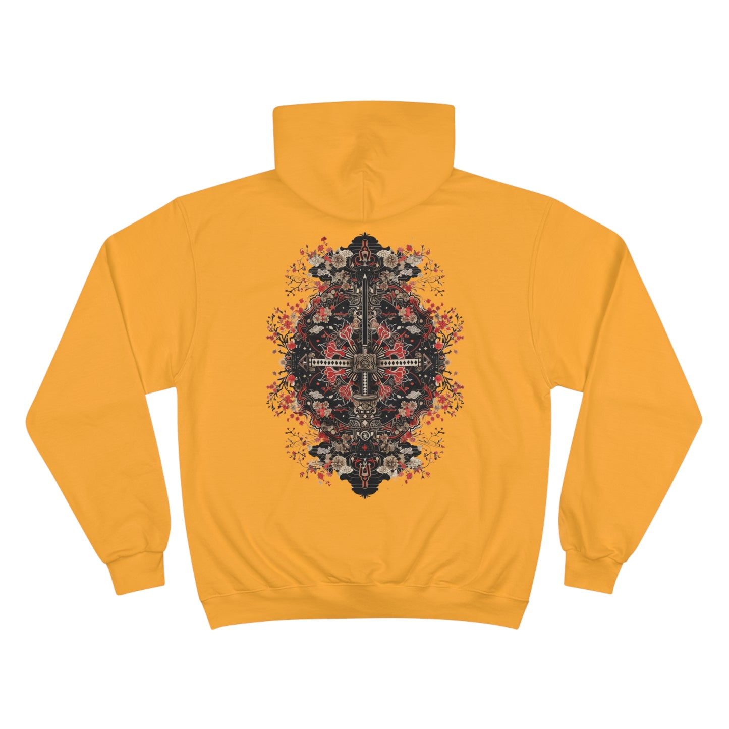 Sacred Katana Mandala Hoodie - Japanese Floral Champion Sweatshirt